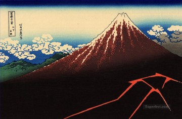 Tormenta debajo de la cumbre Katsushika Hokusai Ukiyoe Pinturas al óleo